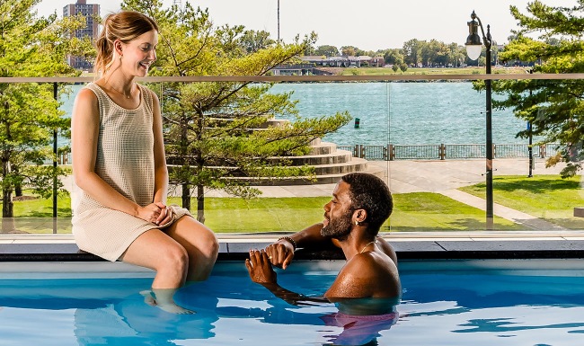 Poolside - enjoying the waterfront view Poolside at The Residences Water Square
